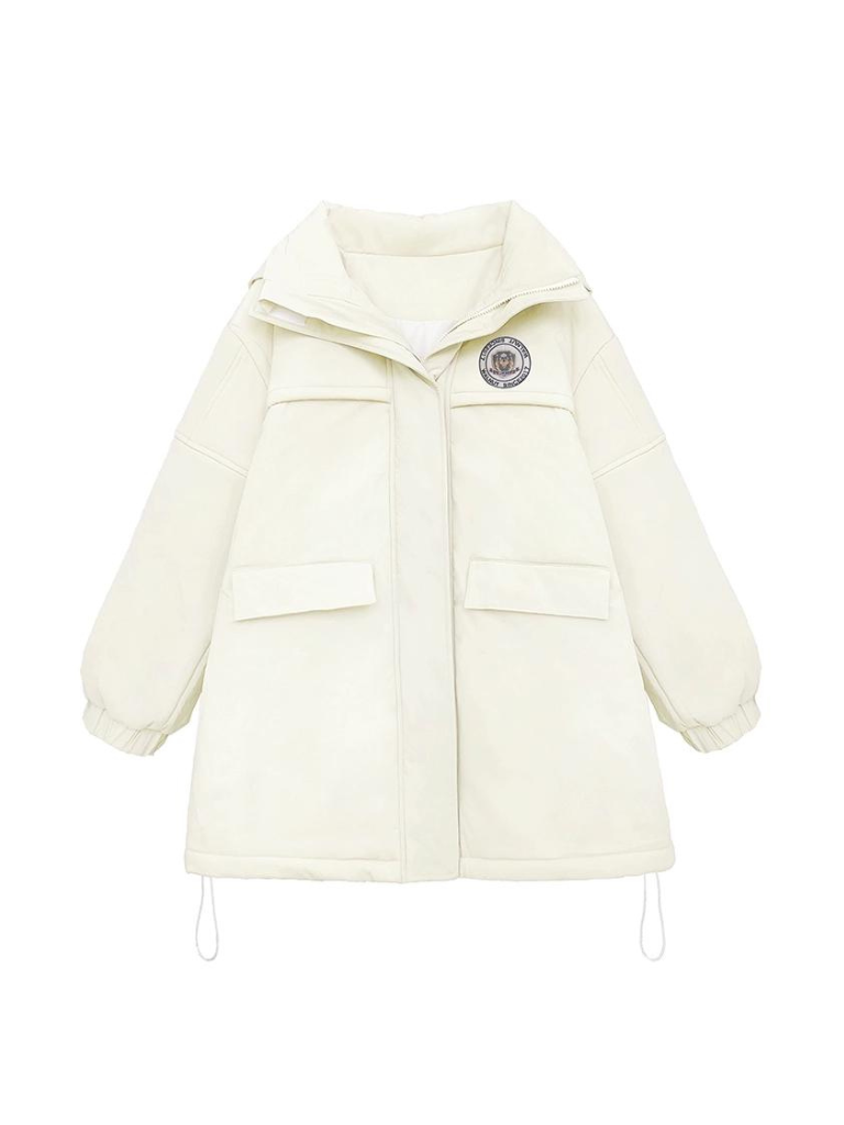 College Hoodie Style Jacket White Penguin Down