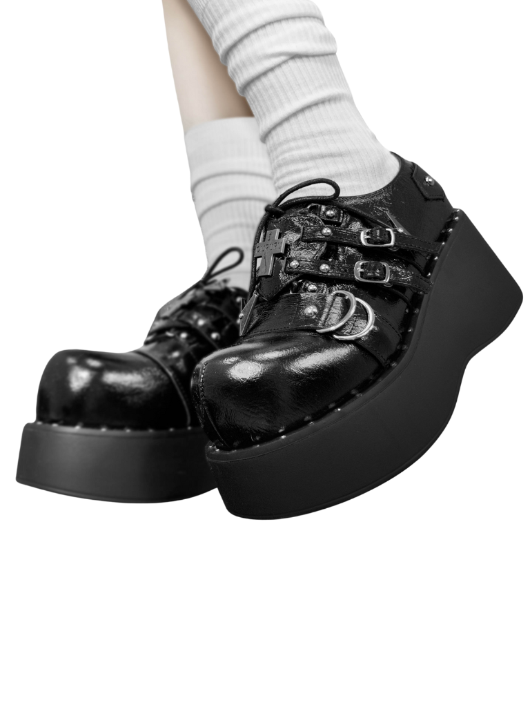 Black Hot Girl Platform Crack Punk Shoes