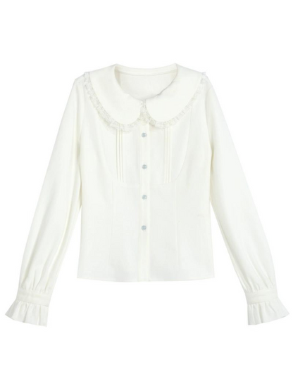 Glockenblumen-Setup: Strick-Kuchenrüsche + Hemdrock + Weste