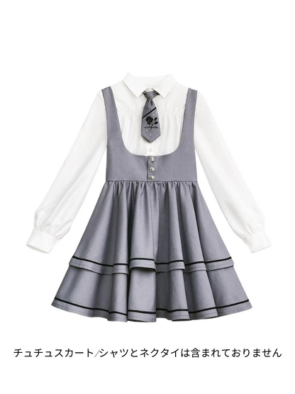 Shirt Beere Lange Wilde Ärmel + Puff Shirt Ärmel Kuchen Krawatte Rock Set Hosenträger Tutu