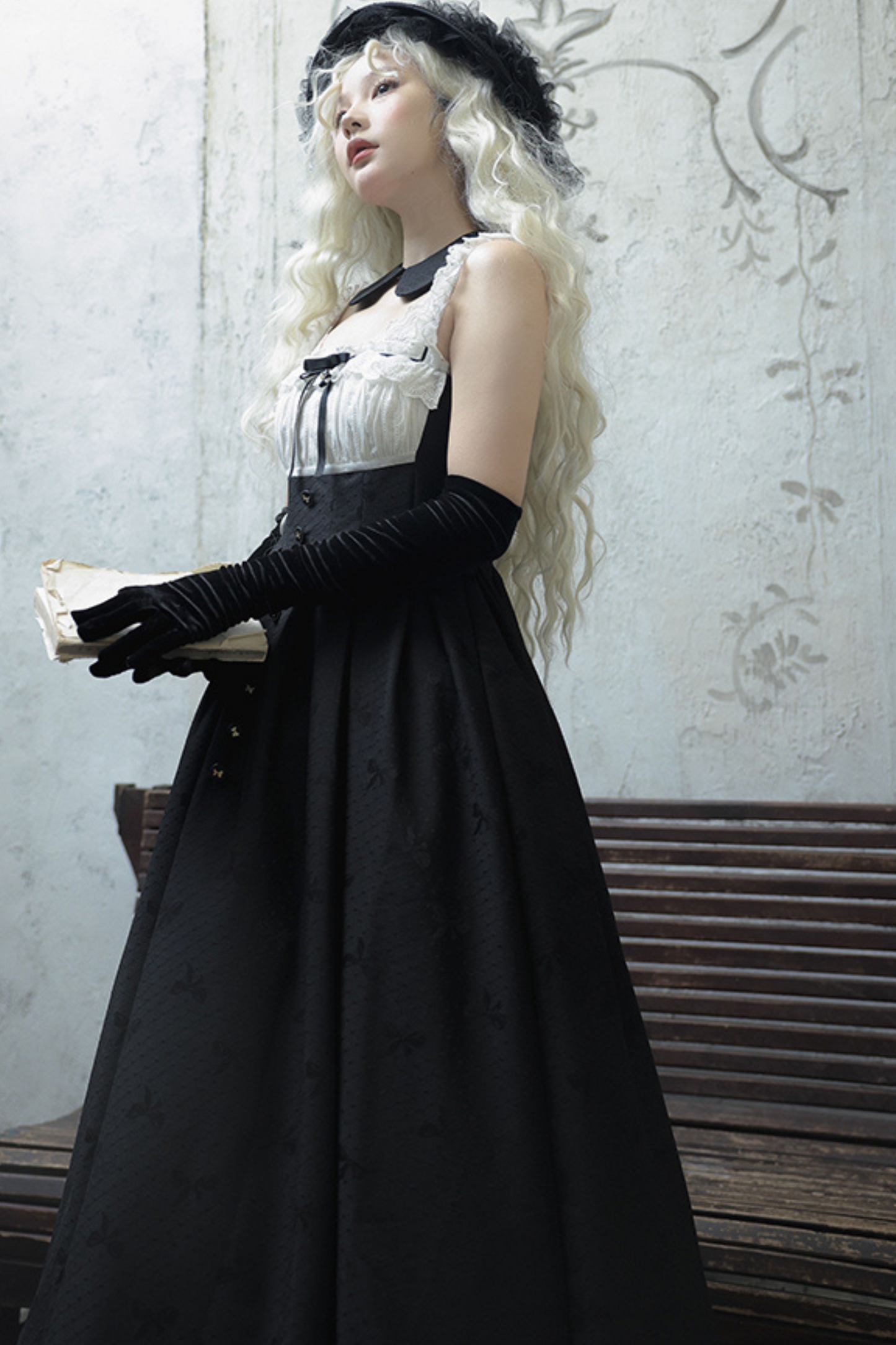 プリンセスブラックジャンパースカートロリータトップレディ+クロップドサイレント