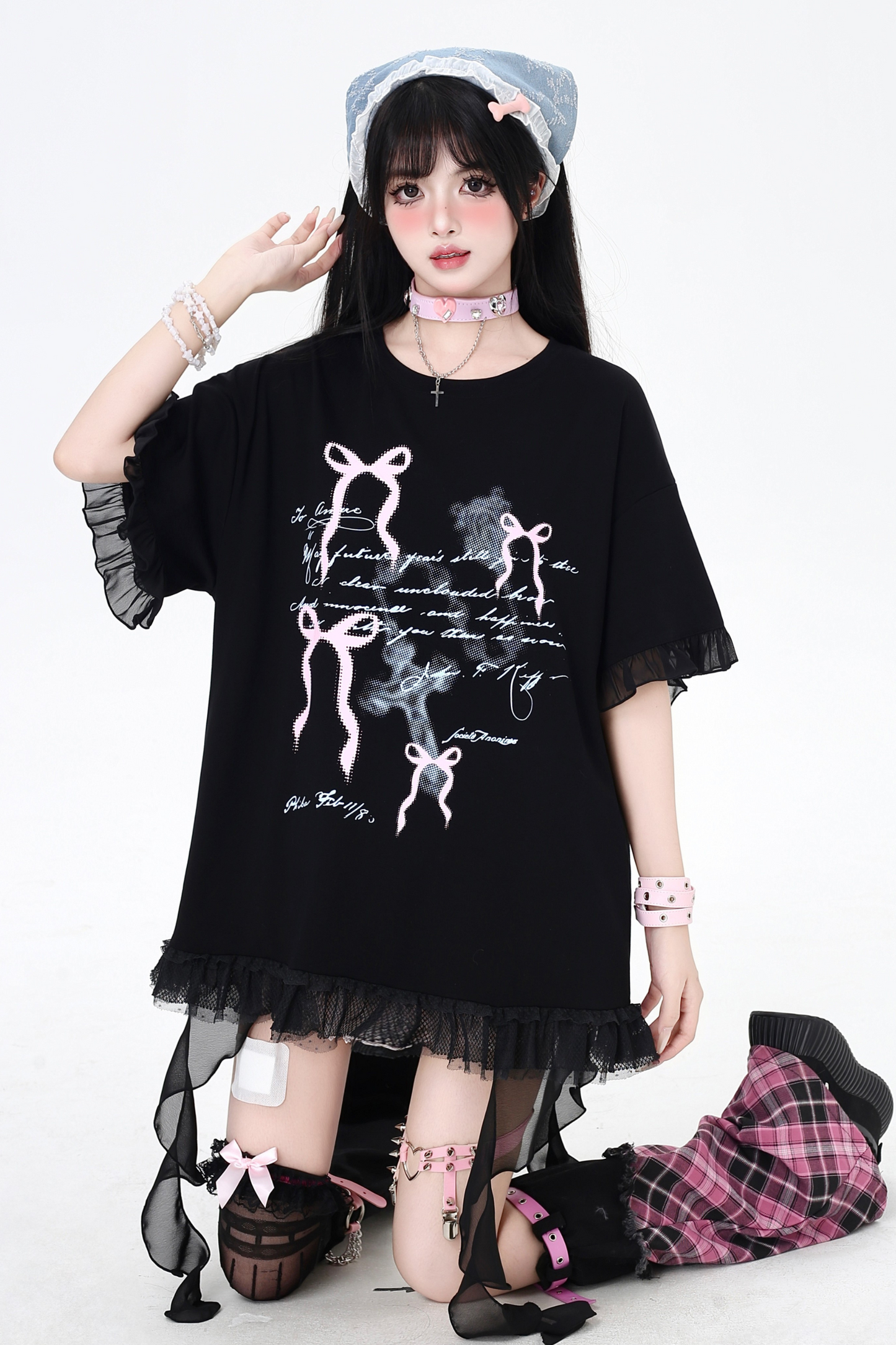 ベルトリボン Tシャツと合わせてゆったり