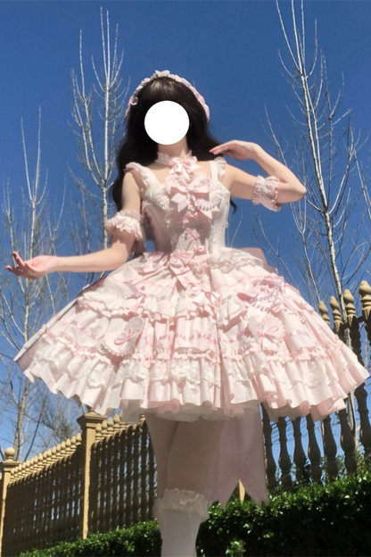 ボンネットパールアンティークプリンセスドレスヘッドドレスドール+