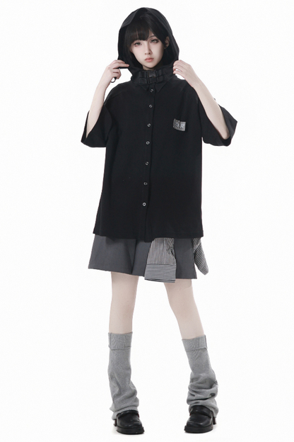 hooded pants top jacket Mode half vest sleeveless +