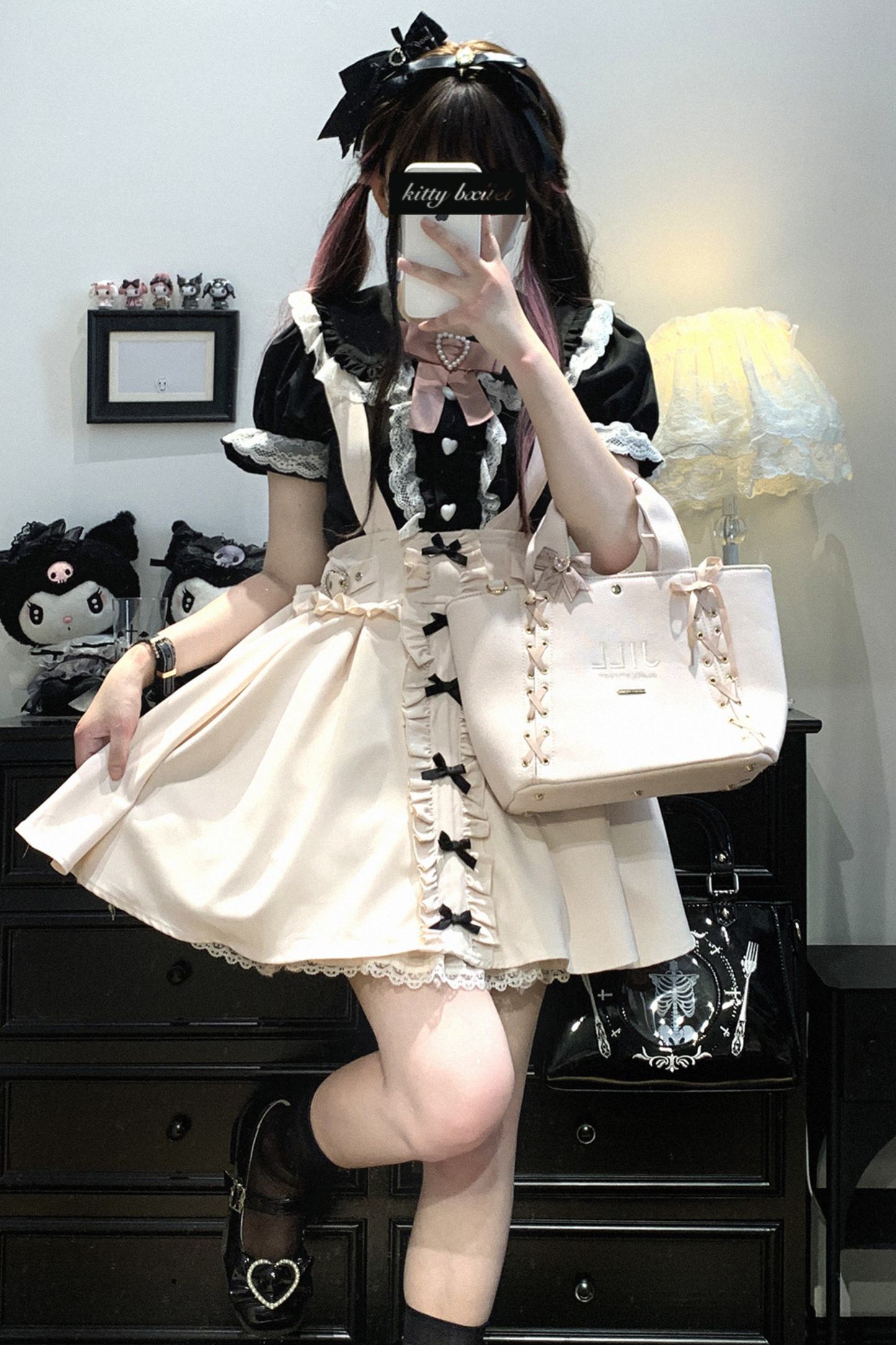 Straps-Spitzenrock Mine mit Rüschen