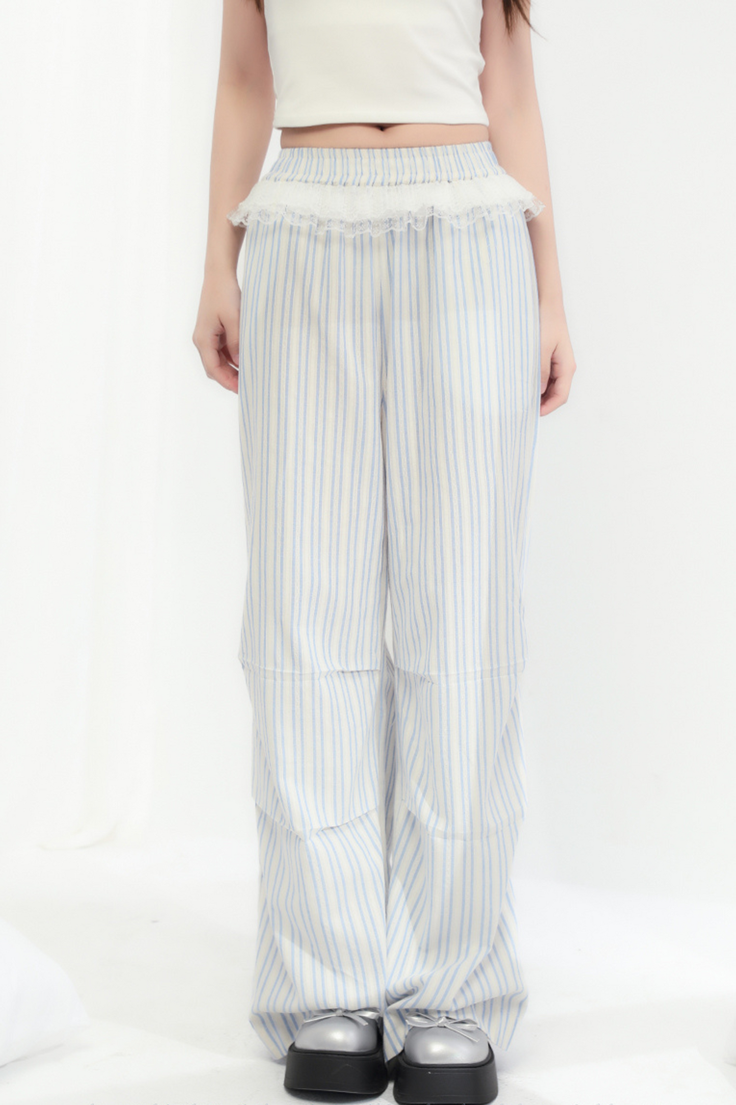 Hosen Gestreift Weit Locker Trend