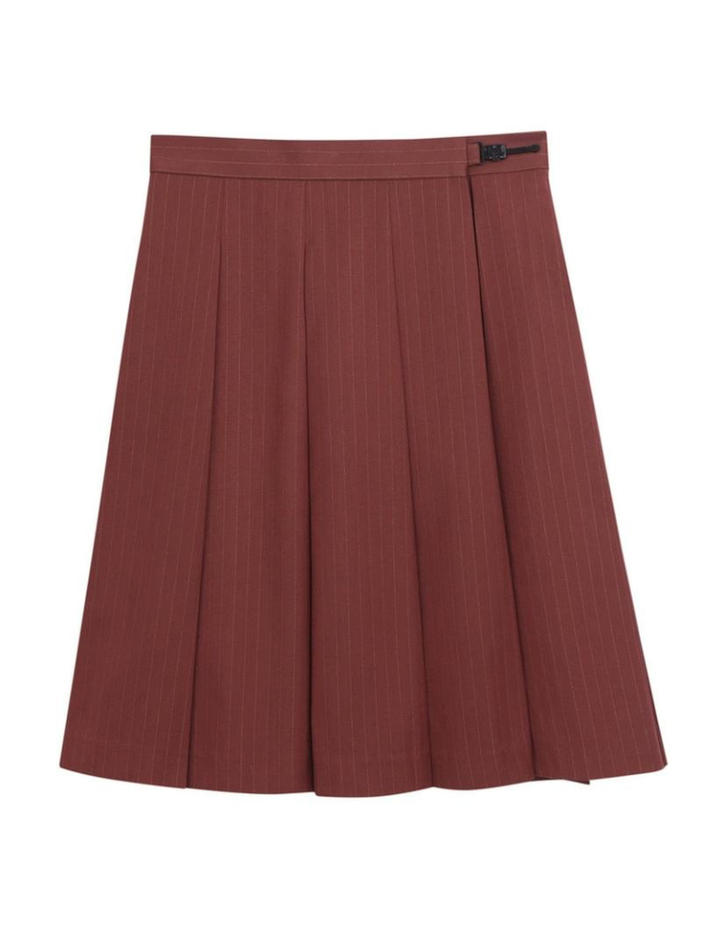 Style Faltenrock College Weste Rot Ziegel + Streifen