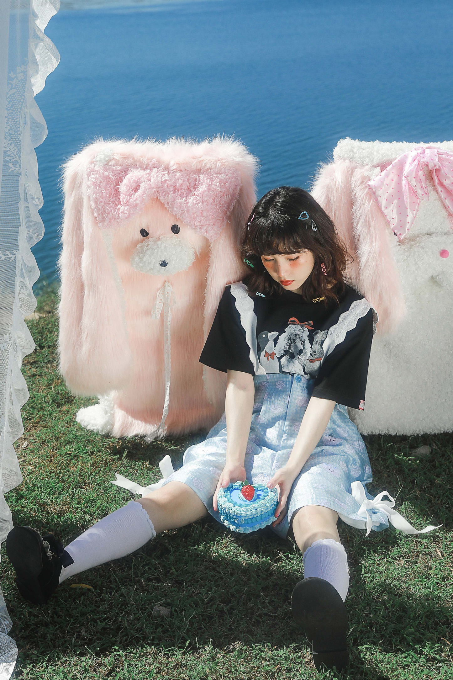 クマペンギンコラージュヴィンテージTシャツ