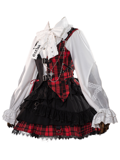 スーツセット チェック ベスト パンツ スカート シャツ プリンス