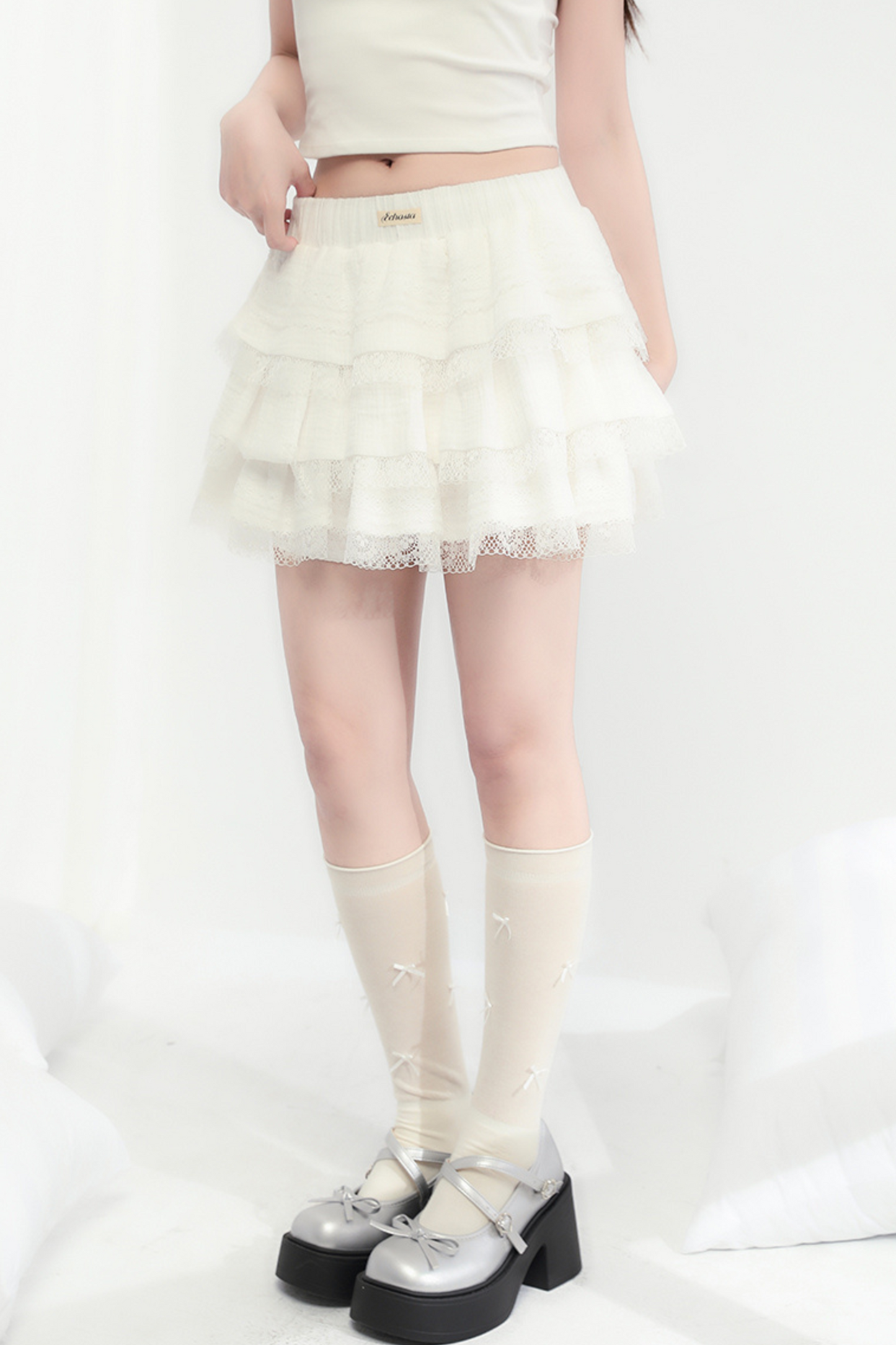 Rock Flare Süße Weiße Spitze