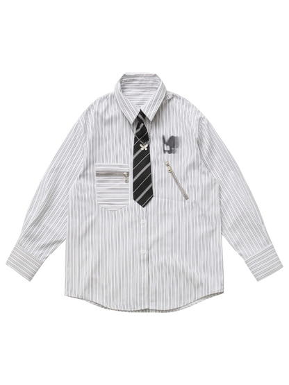 ストライプ + シャツ カジュアル ストリート レイジースカート レトロ