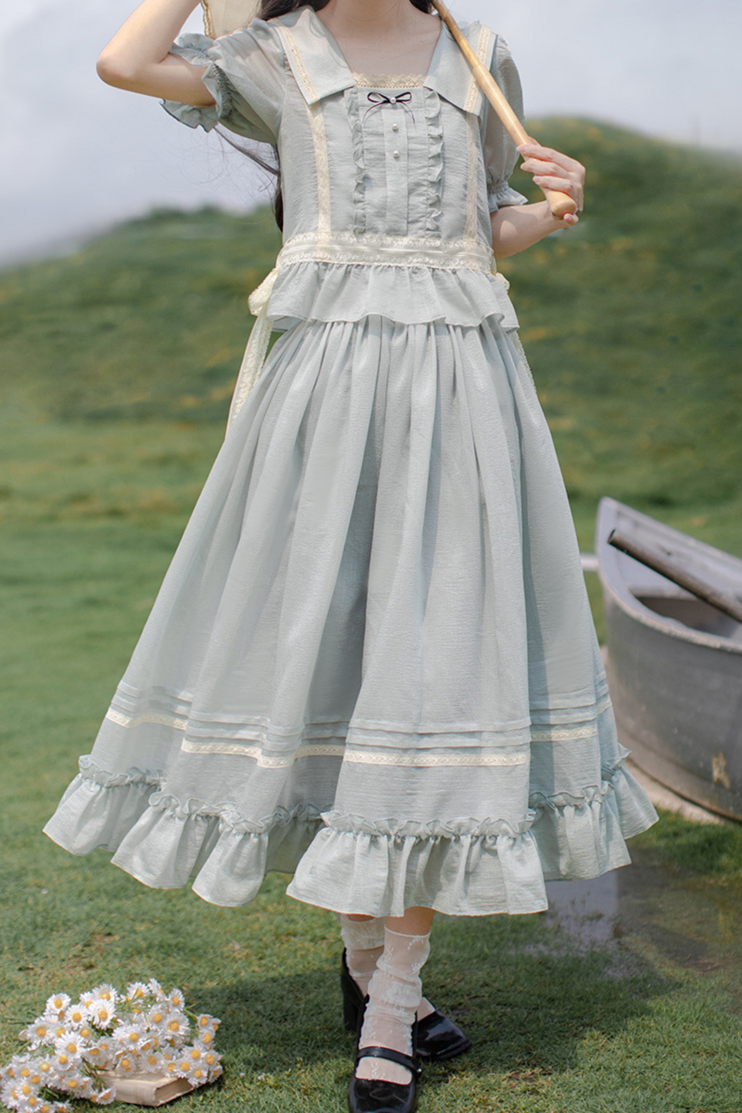 Kragen Französisches Kleid Ice Retro Big