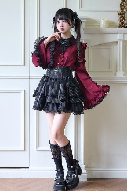 Sleeve Wide Blouse Gothic Lace