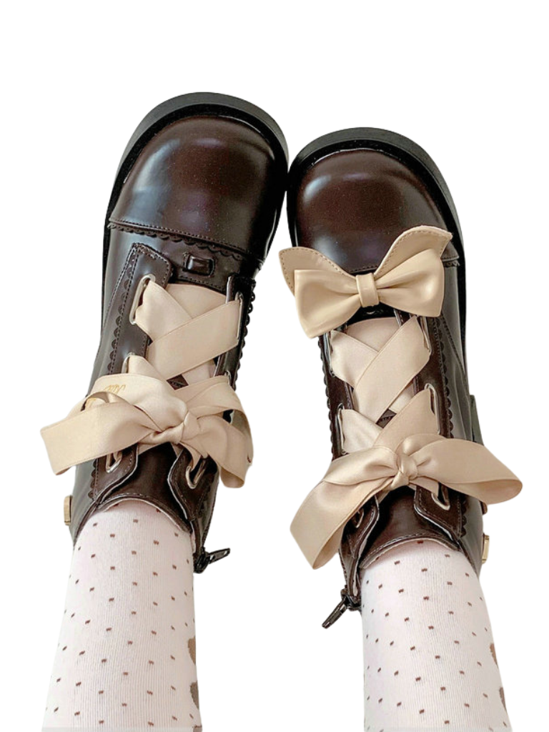 Crown Ribon Short Lolita Rose Boots Night