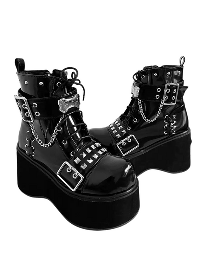 Rock Boots Platform Punk Round Toe