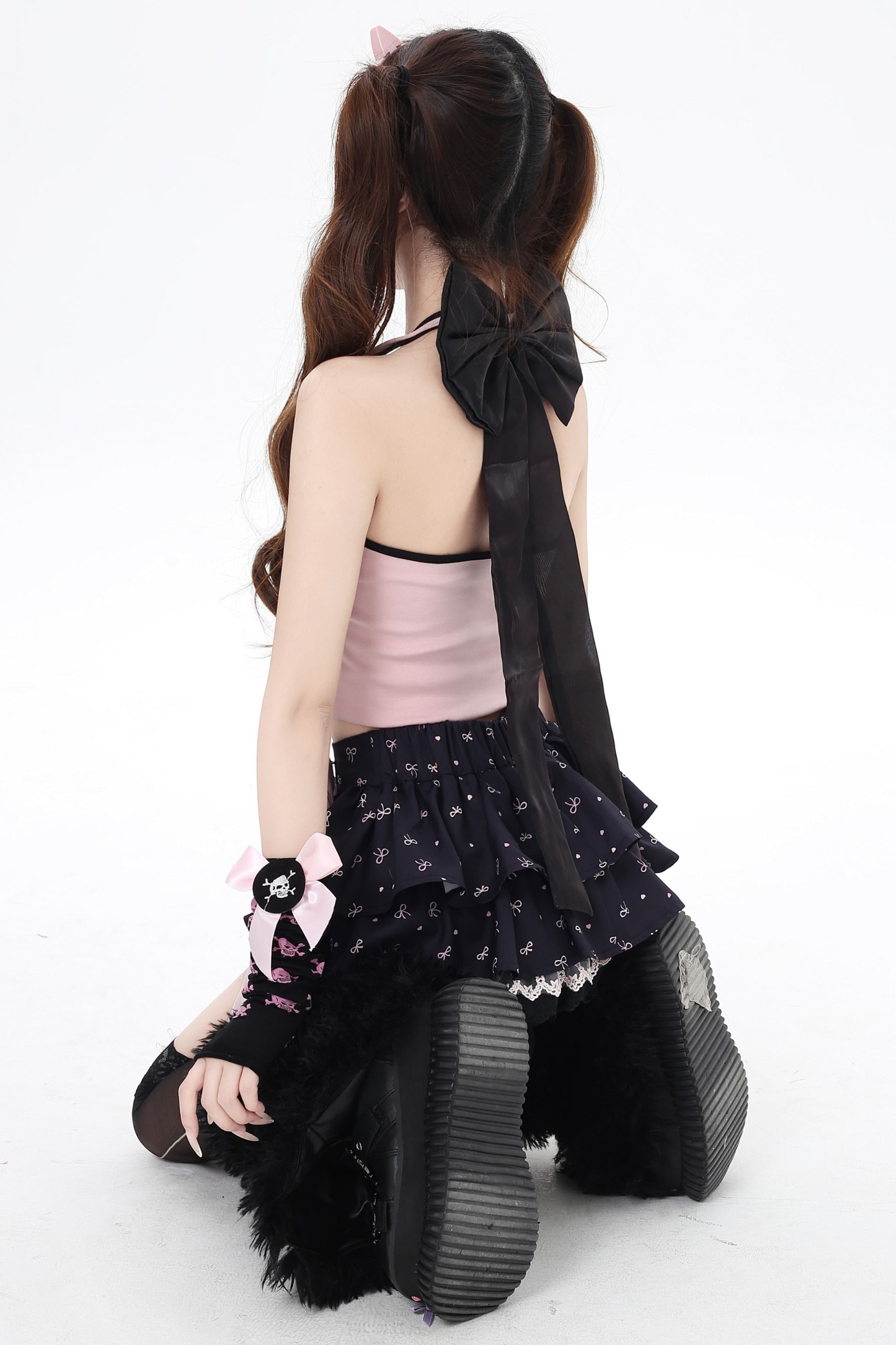 キャミソール ホルターネック バックレス ビートネック リボンデザイン ハート