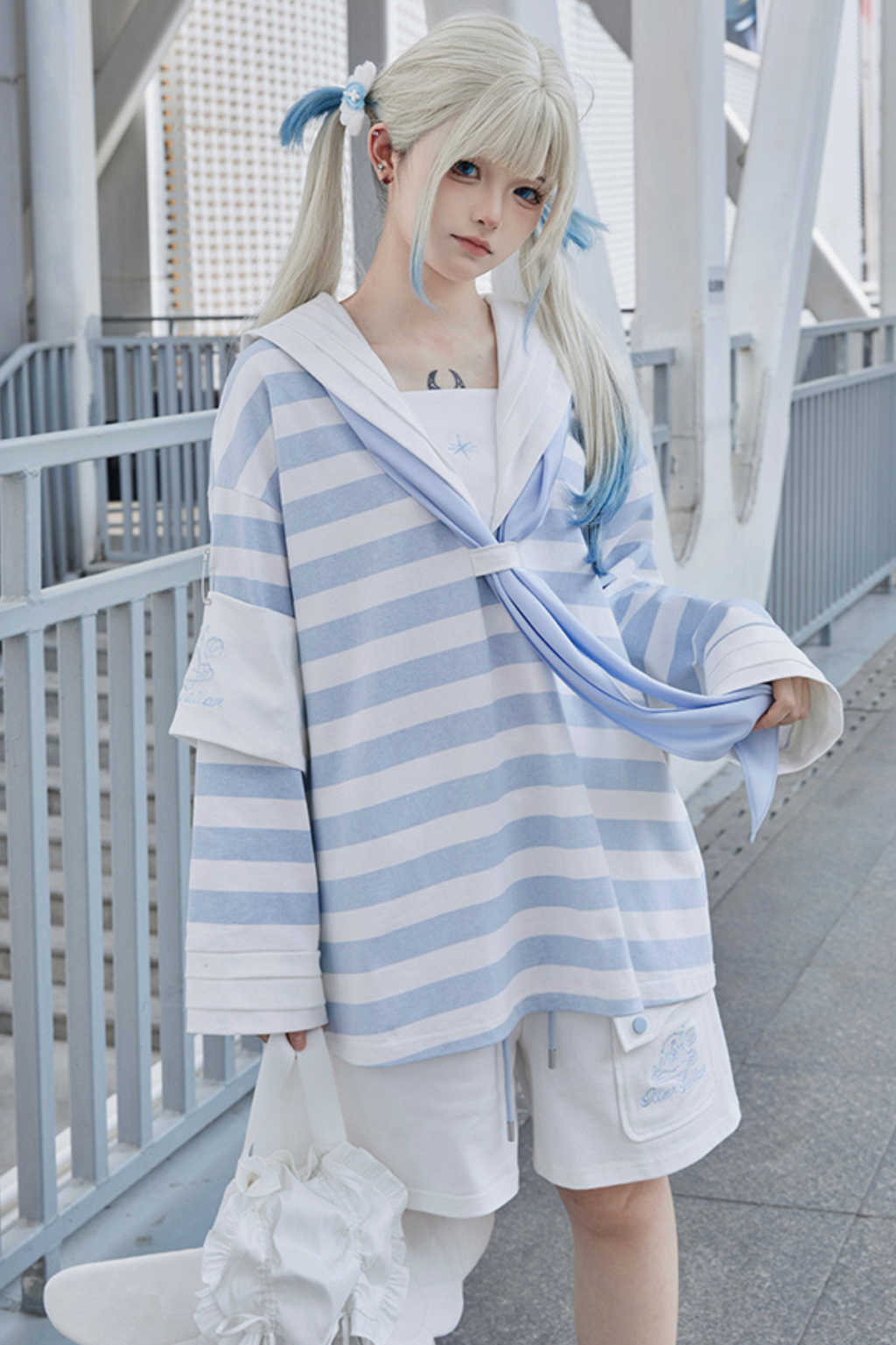 Angel Half Collar Sailor Item Reserved Pants + Subculture Tops Neighborhood👼 Striped