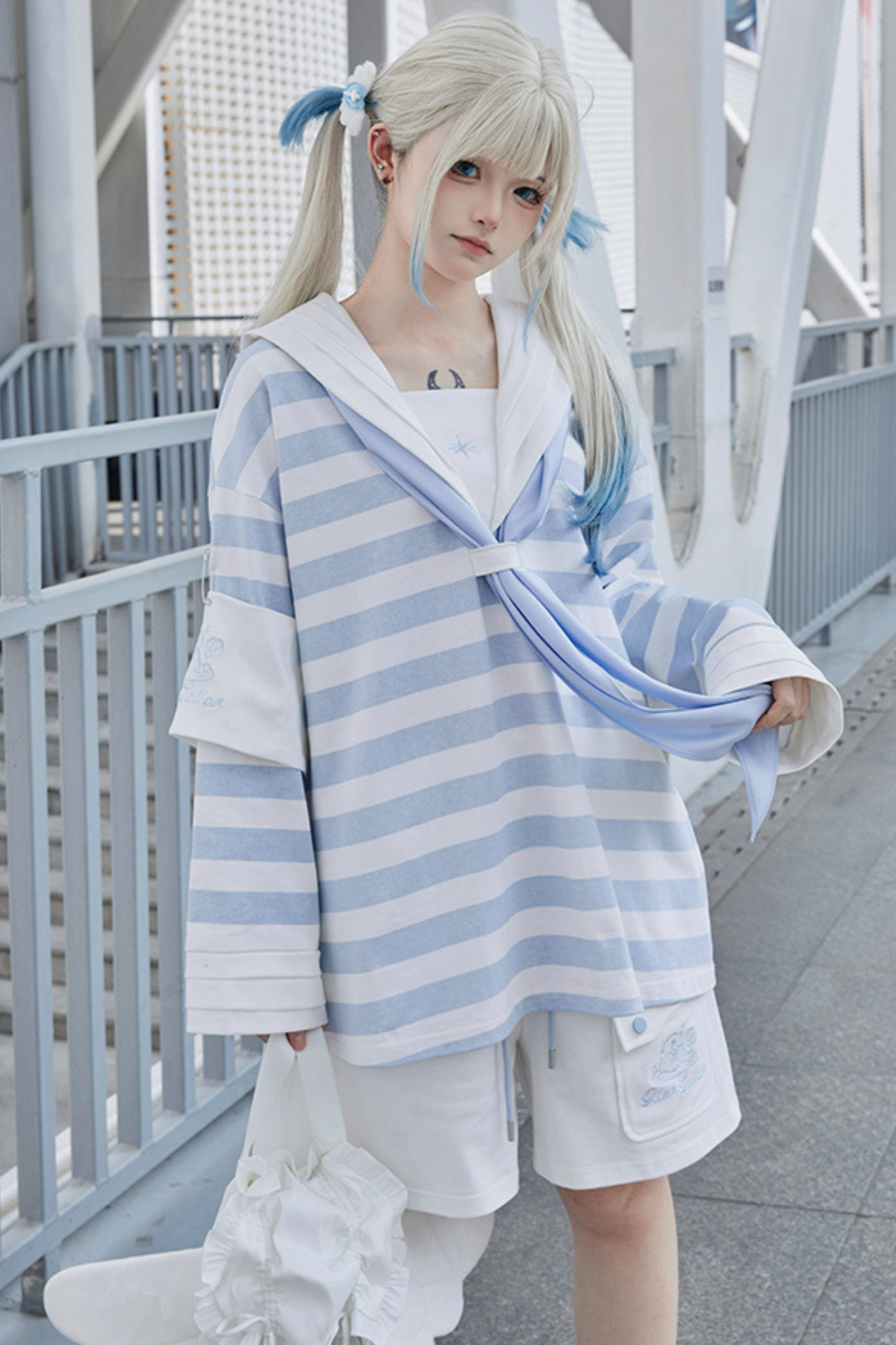 Angel Half Collar Sailor Item Reserved Pants + Subculture Tops Neighborhood👼 Striped