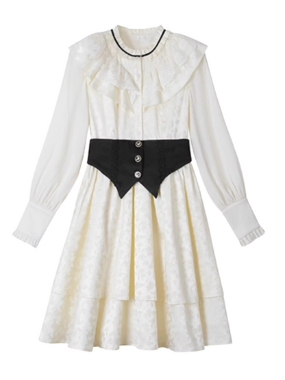 French Moon Style Long Palace Dress Cake Jacquard Candle Dress