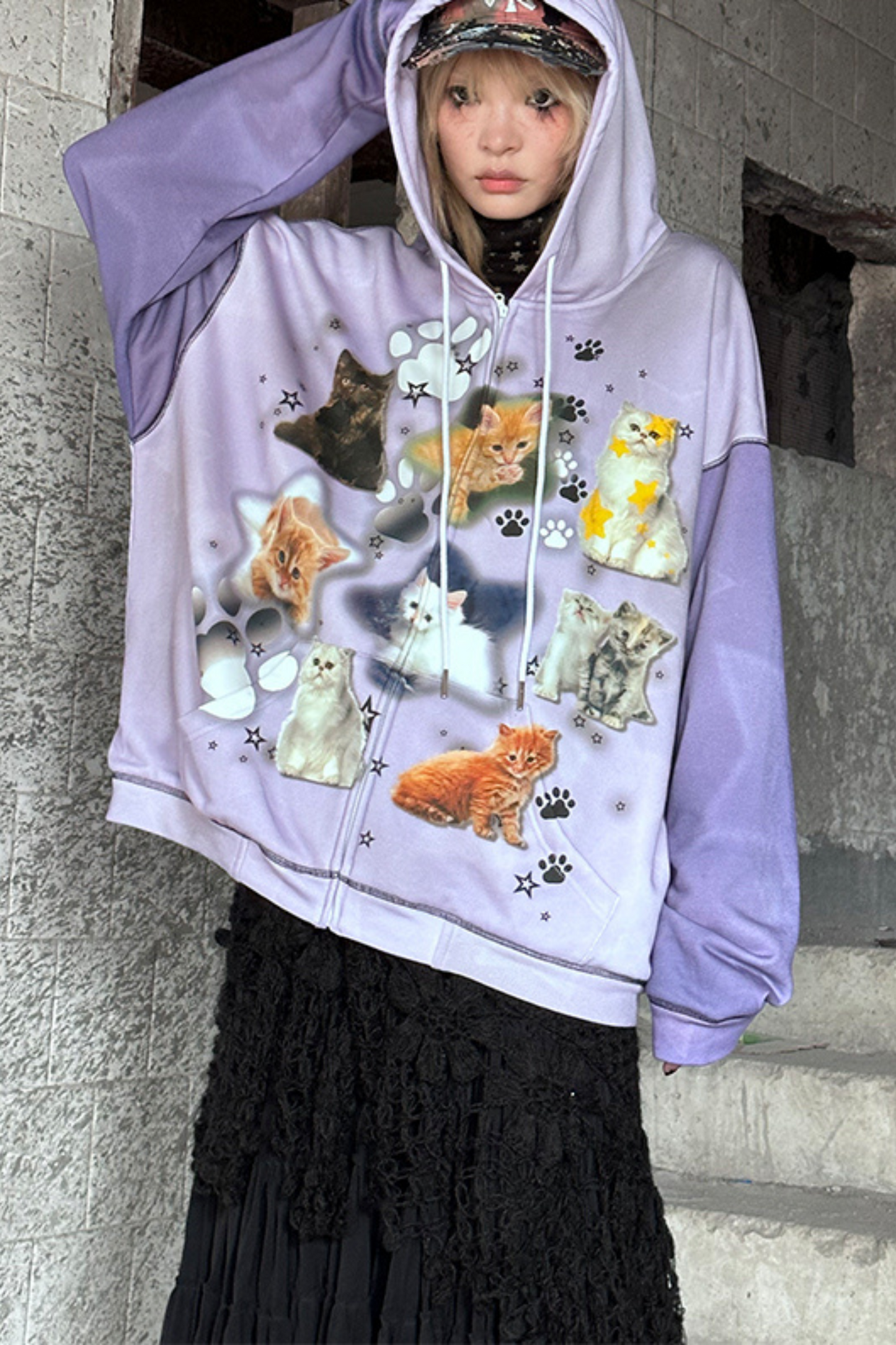 Buntes Sweatshirt Spray Cat Art