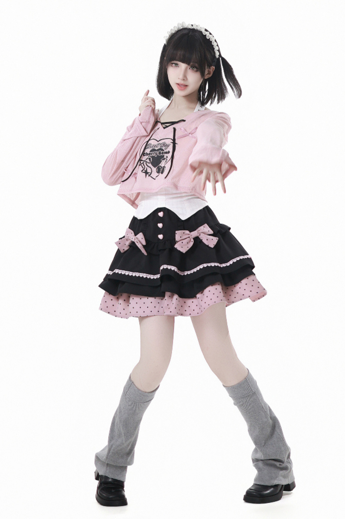 Neckholder-Rock mit Berry Cake-Band, French + Camisole-Top