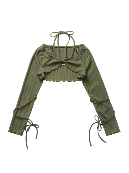 American Halter Retro Denim Green Short Jacket