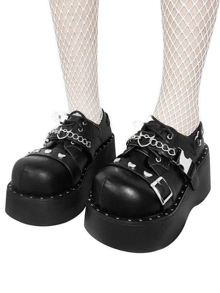 Punk Lolita Plattform Zehen Teufel Schuhe Gothic Runde Falle
