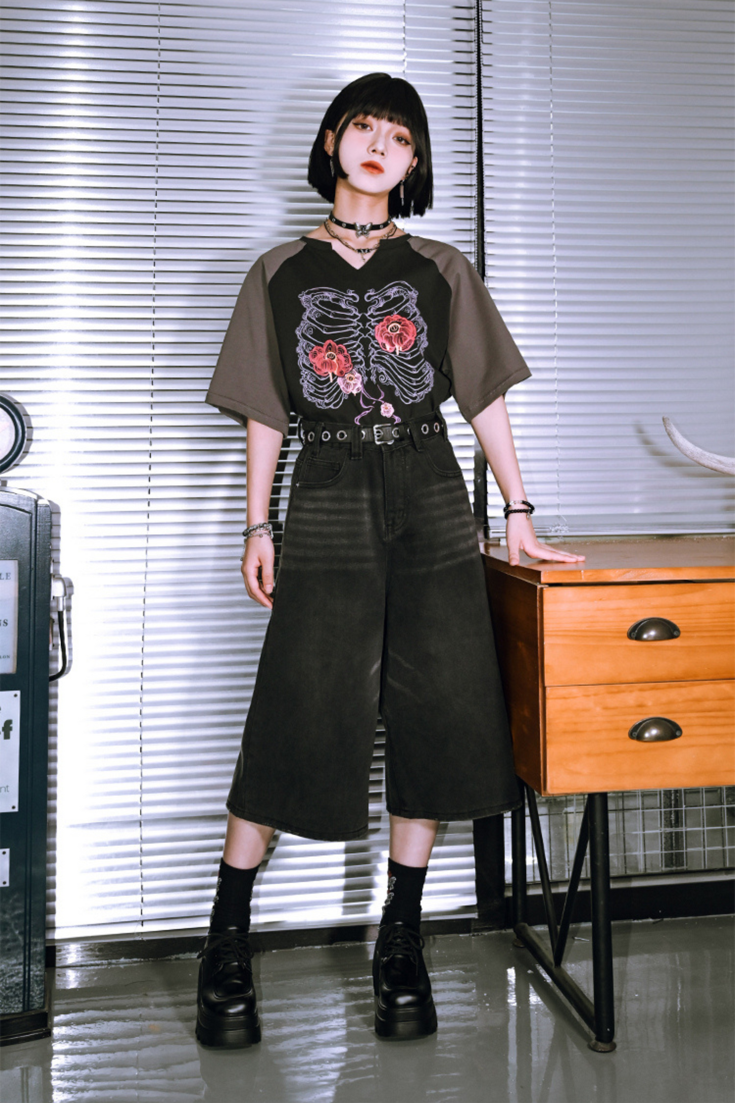 パンツ ハーフアッシュ ブラックデニム