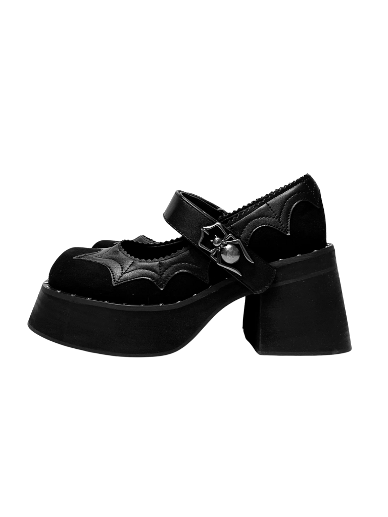Goth Spider Shoes Dark Platform Subculture