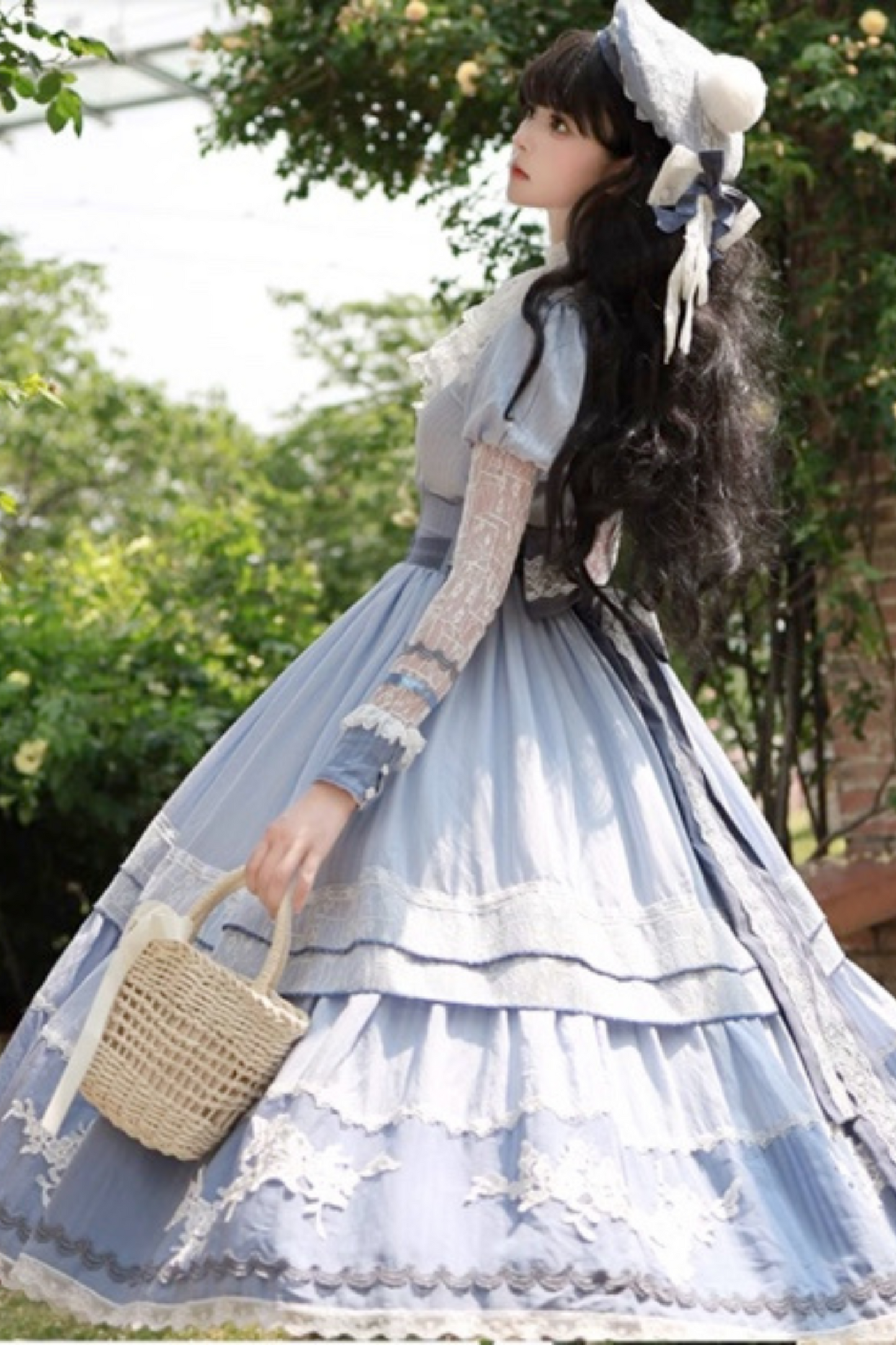 Stickerei Reservierungen Lolita Süßes Kleid Blau