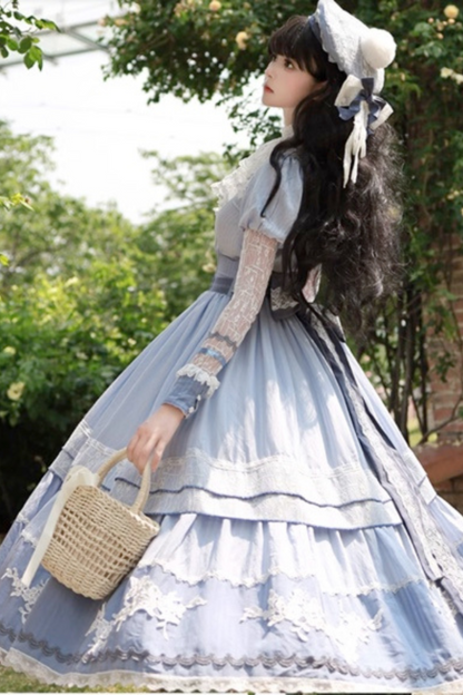 Stickerei Reservierungen Lolita Süßes Kleid Blau