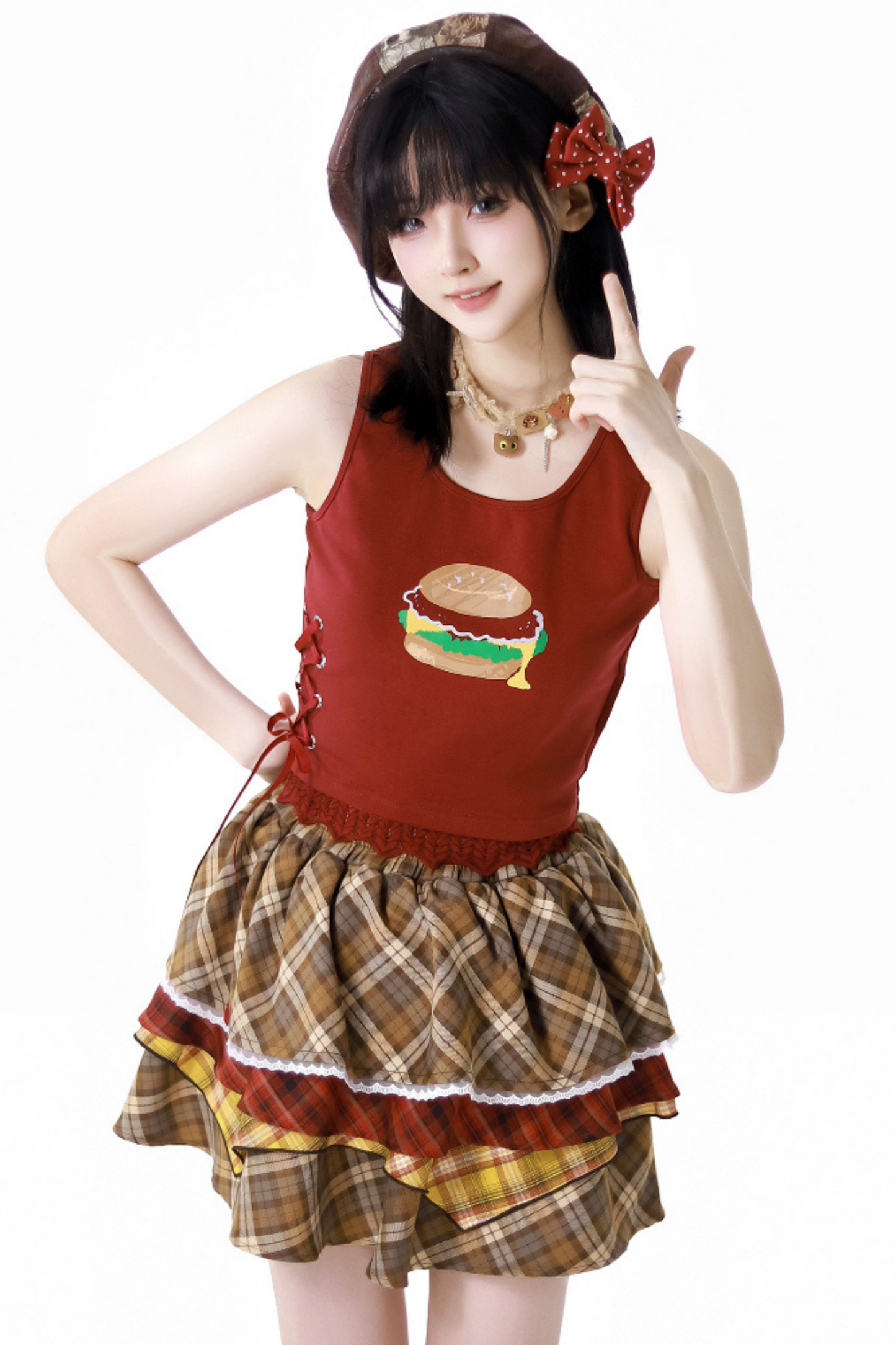 トップケーキ オーバーシャ​​ツ ノースリーブスカート +