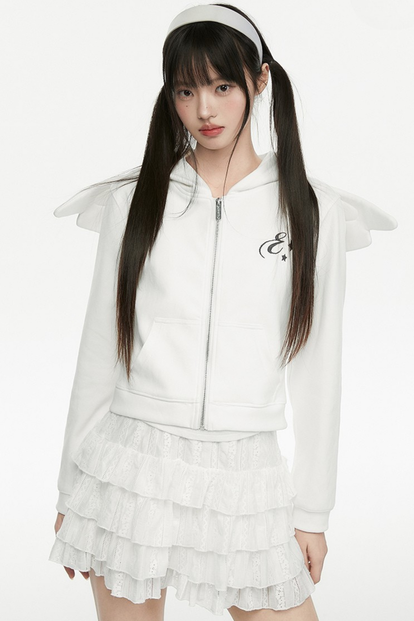 White Wings Kapuzen-Engel-Hoodie kurz