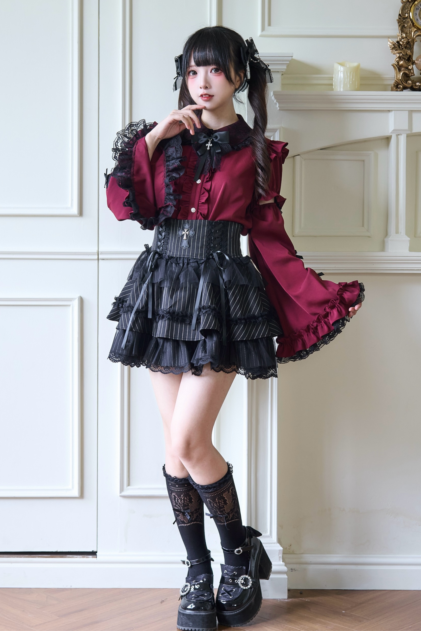 Gothic Lace Sleeve Blouse Wide