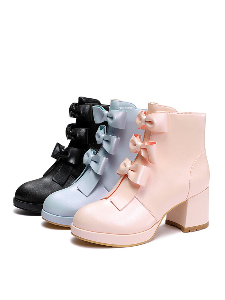 Ribon Sweet toe Boots Short Round
