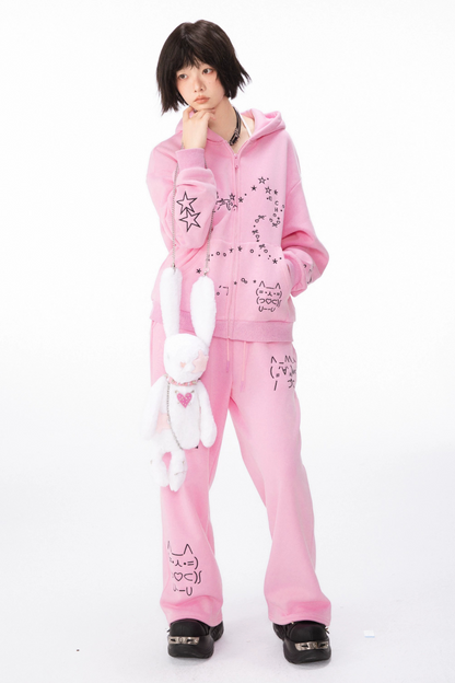 レッグボアフード付き+コンピューターパーカースウェットパンツストレート