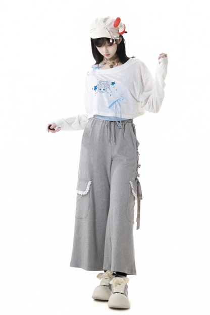 One-Shoulder-Top + Hose mit Schnürung