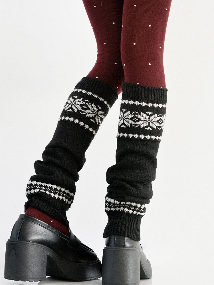 Black + Dot Knitted Leg Layering A Warmers Red Pair Set - Tights of Polka