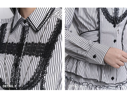 Skirt Black Gothic and White Tiered Lace Cross