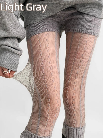 Pantyhose Point Fishnet Textured Wave