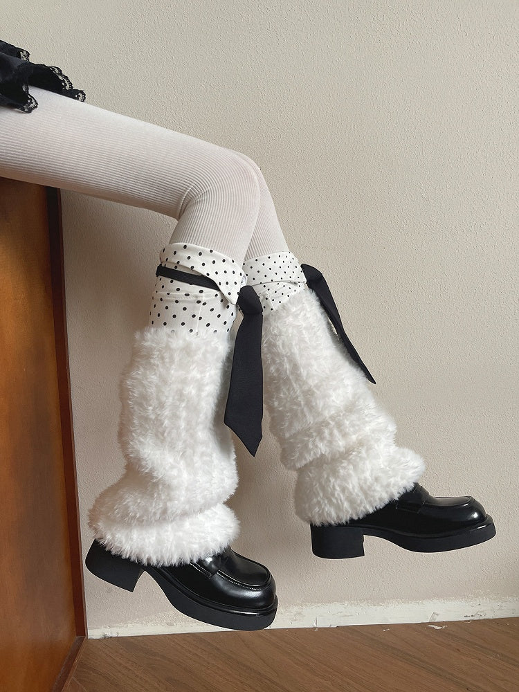 Fur Leg White Faux Plush Warmers