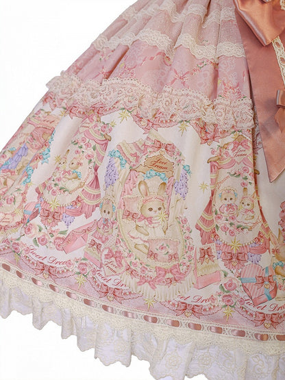 Peter Pan Collar OP Dress in Sweetheart Pink with Doll Theme, Lolita Style - Alice Girl