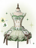 Boned Skirt Jumper Bubble Bodice Corset Lolita Applique Apple Sweet Green