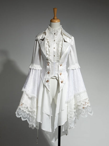 Ouji All Weste Bell White Shirt Tail - Lang + Gothic Set Fashion Lolita Ärmel