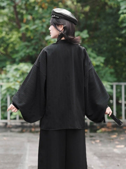 Gothic Black Pipa Sleeve Cardigan with Mandala Embroidery, Tassels and Ruffle Edging - Quirky Hut