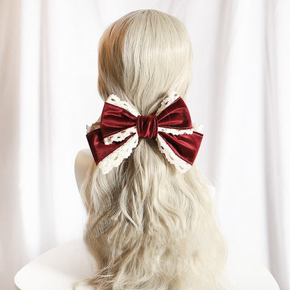 Trim Sweet Velvet Color Bow Hairclip Lolita 4 Lace Options