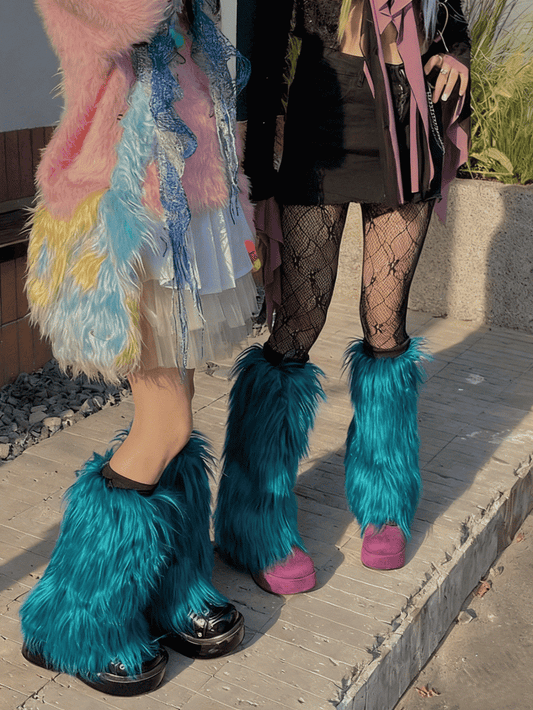 Blue Peacock Shaggy 20CM/30CM/40CM Warmers Leg Y2K