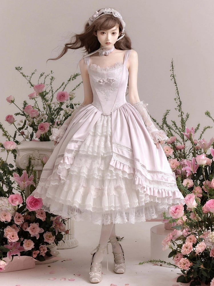 Robe de mariée élégante rose clair Hanayome Lolita JSK, ensemble complet