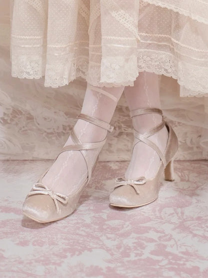 Sweet Ballet at Design Lolita Bow Top Champagne Crisscross - Shoes