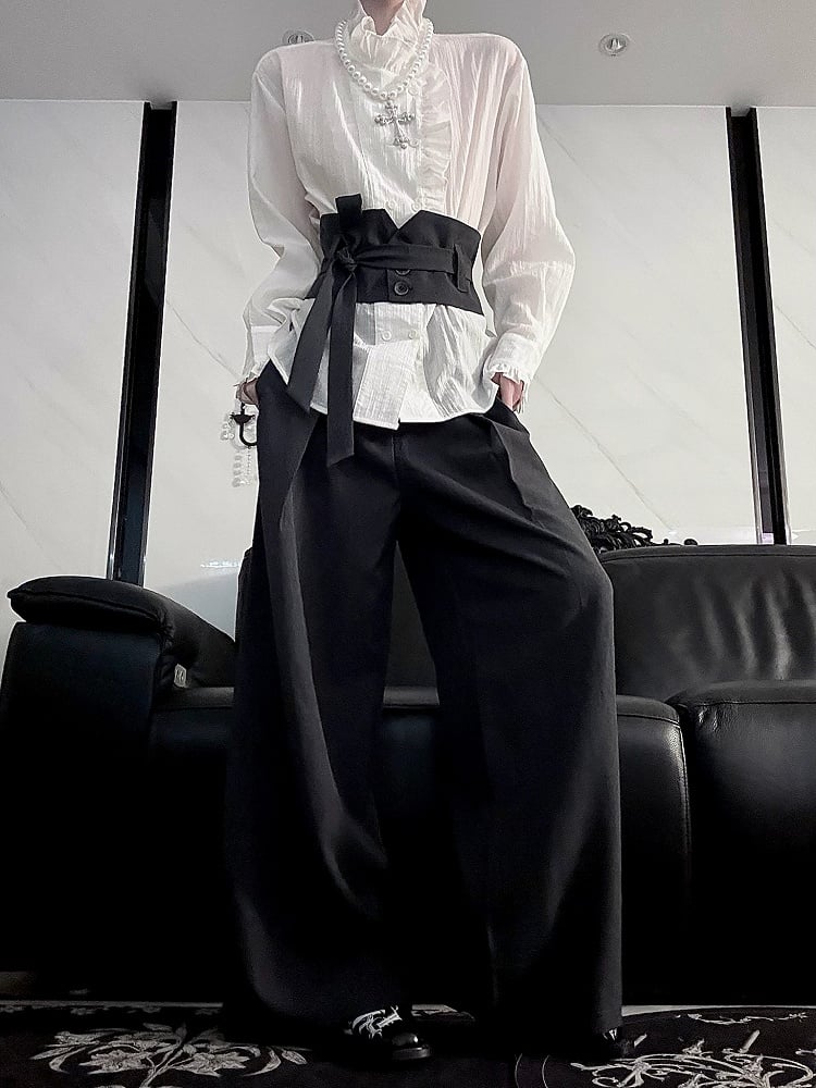 Corset Elegant Detachable Dark Gray with Pants Wide-leg
